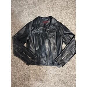 Margaret Godfrey Black Genuine Leather Moto‎ Jacket Style 9324 Size 8